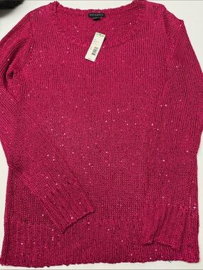 Metaphor Women's Sequin Fuchsia Crewneck Sweater